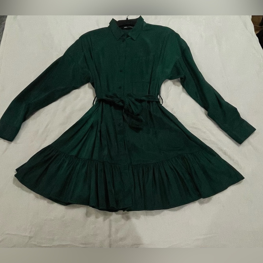 Zara  Forest Green Dress with Belt
